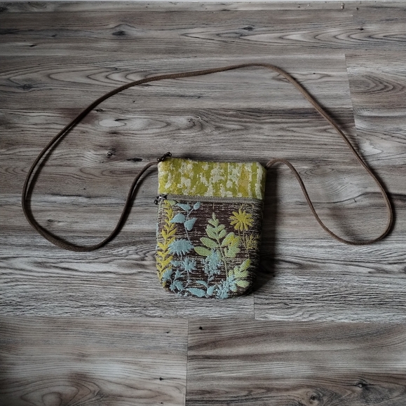 maruca Handbags - Maruca Handmade Small Crossbody Bag Purse Brown Blue Green Floral